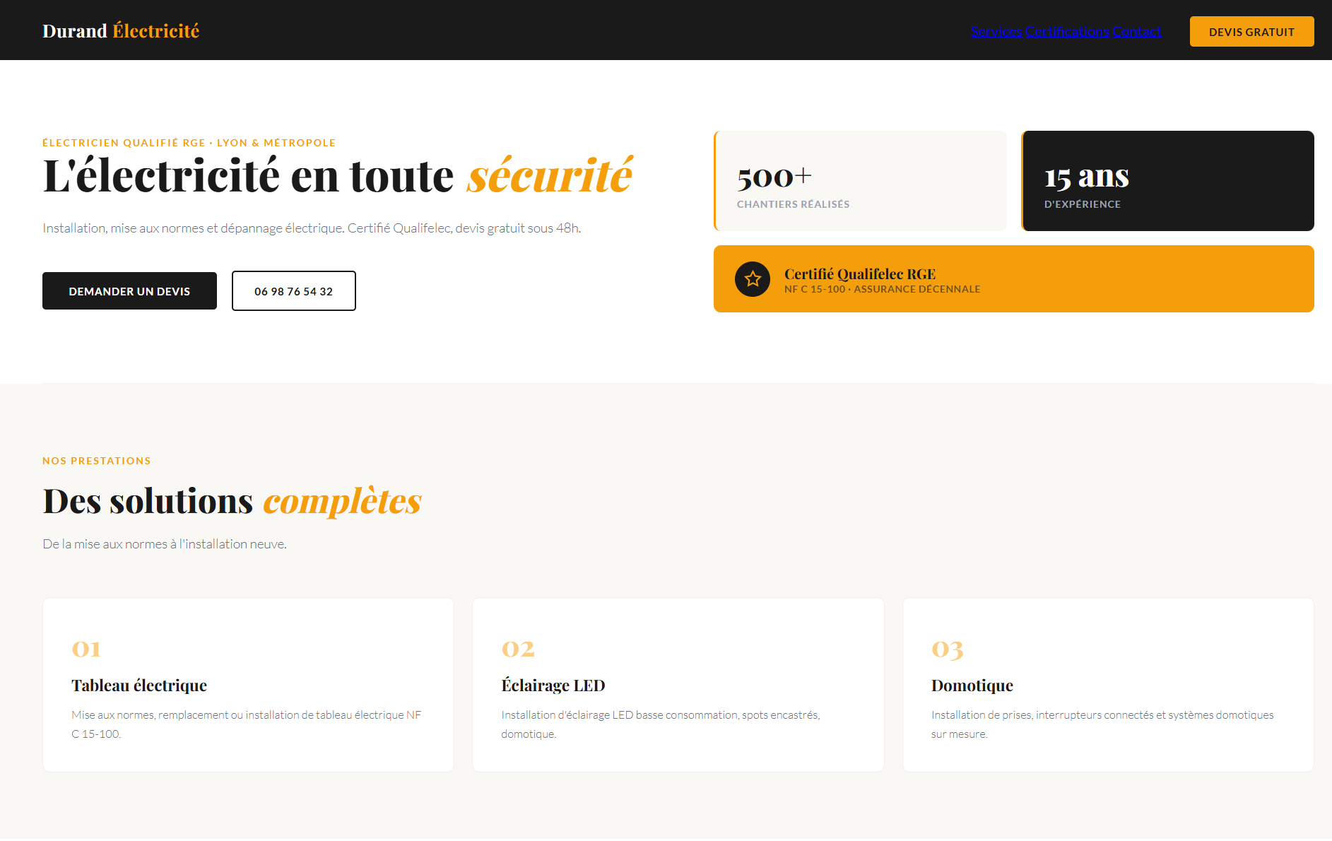 Site électricien Lyon