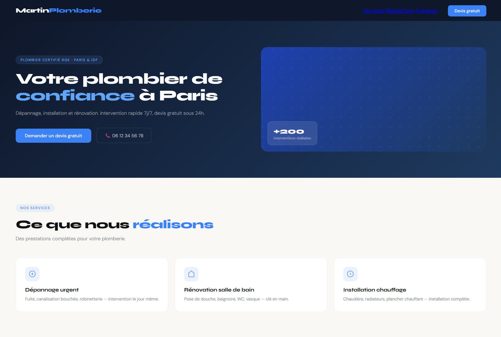 Site plombier Paris